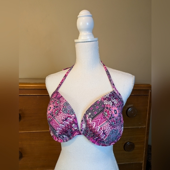 Vesus Pink Multi Print BOHO PAISLEY BIKINI TOP - Picture 1 of 12